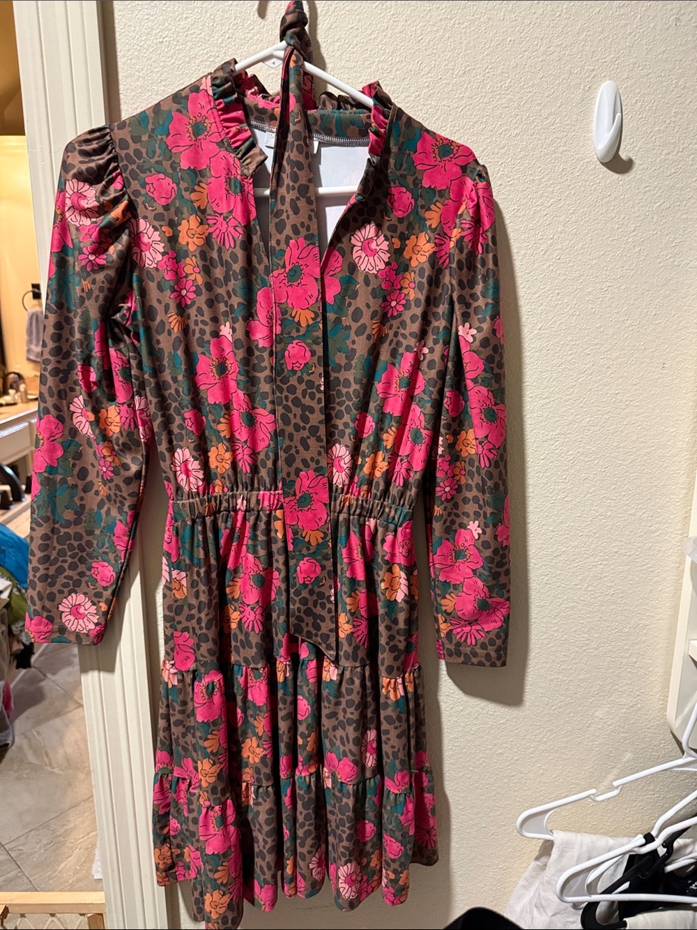 SMITH & QUINN Floral & Leopard Mixed-Print Top in Pink, Brown and Teal